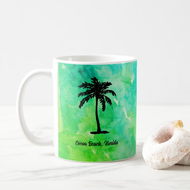 Caneca De Café Custom Beach Palm Tree Nautical (Com Donut)