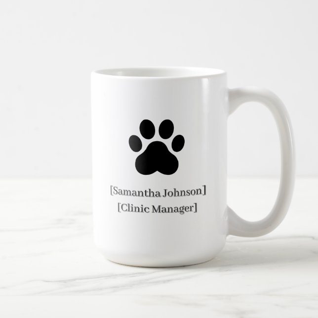 Caneca De Café Custom Black Vet Staff Mug | Clinic Logo Ready (Direita)