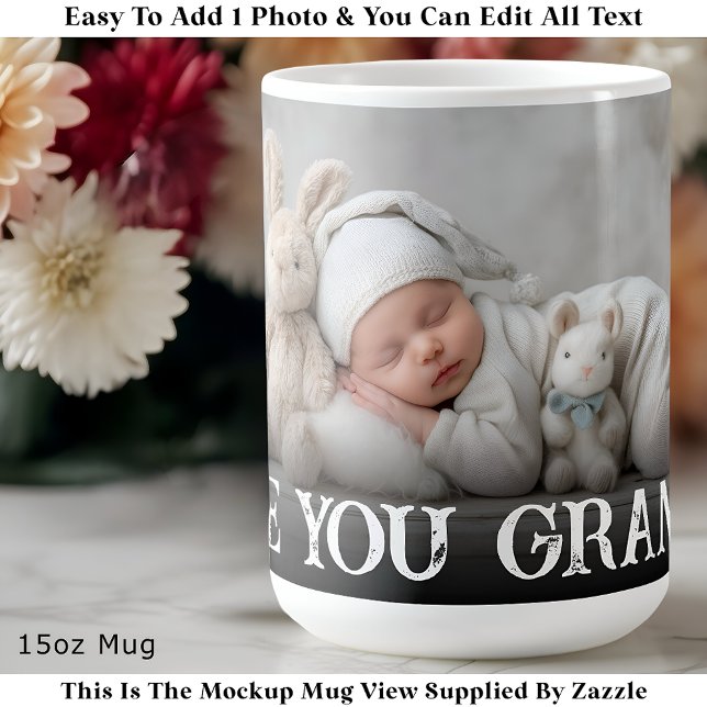 Caneca De Café Custom Bold Love You Grandpa One Photo Modern (Criador carregado)