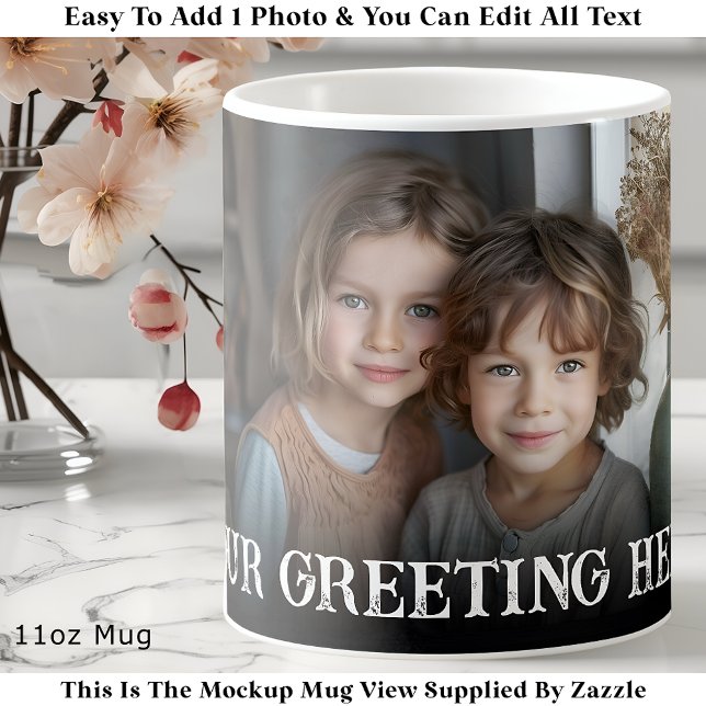 Caneca De Café Custom Bold Personalized Family One Photo (Criador carregado)