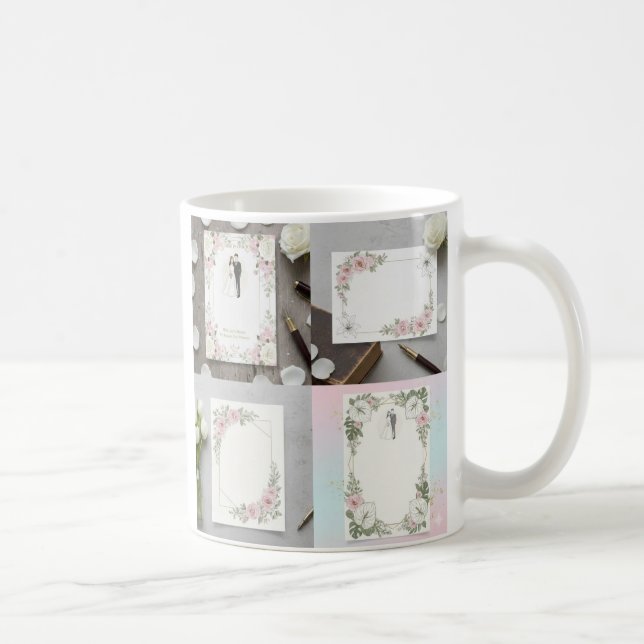 Caneca De Café Custom Bride and Groom Illustration (Direita)