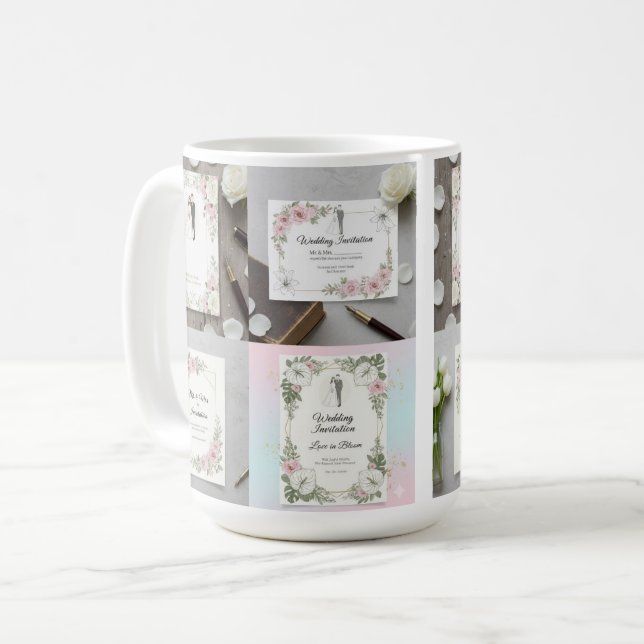 Caneca De Café Custom Bride and Groom Illustration (Frente Esquerda)