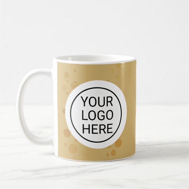 Caneca De Café Custom Business Logo Branded Gold (Esquerda)
