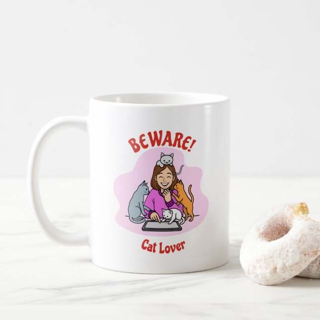 Caneca De Café Custom Cat Lover Mug – Personalized Gift (Com Donut)
