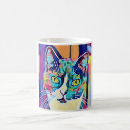 Caneca De Café Custom Cat Portrait Painting - Gift for Cat Lovers