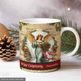 Caneca De Café Custom Christmas Mug Vintage Angel Holiday Accent