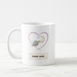 Caneca De Café Custom Cosmic Heart Name Mug