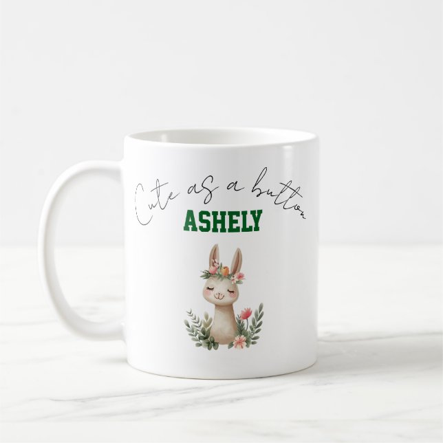 Caneca De Café Custom cute as a button llama cute (Esquerda)