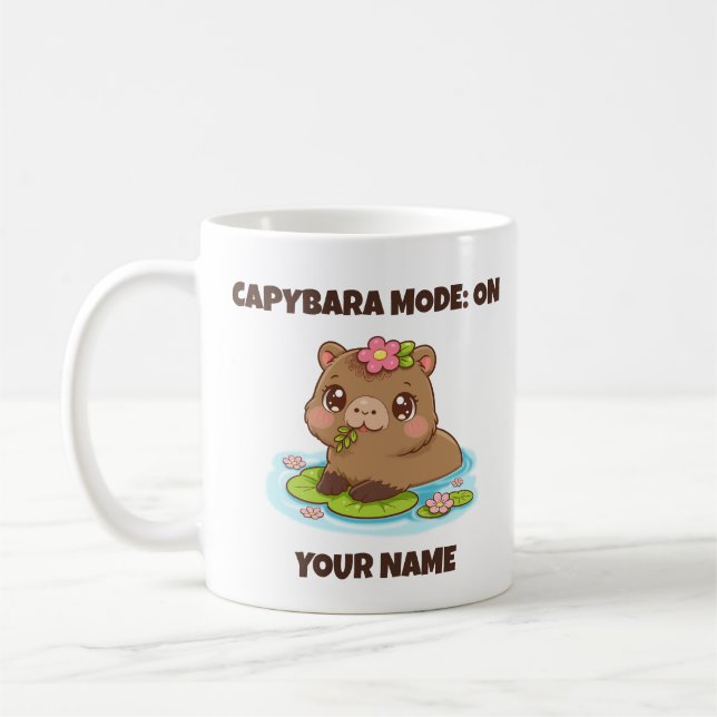 Caneca De Café Custom Cute Kawaii Capybara Mode Coffee Mug (Esquerda)