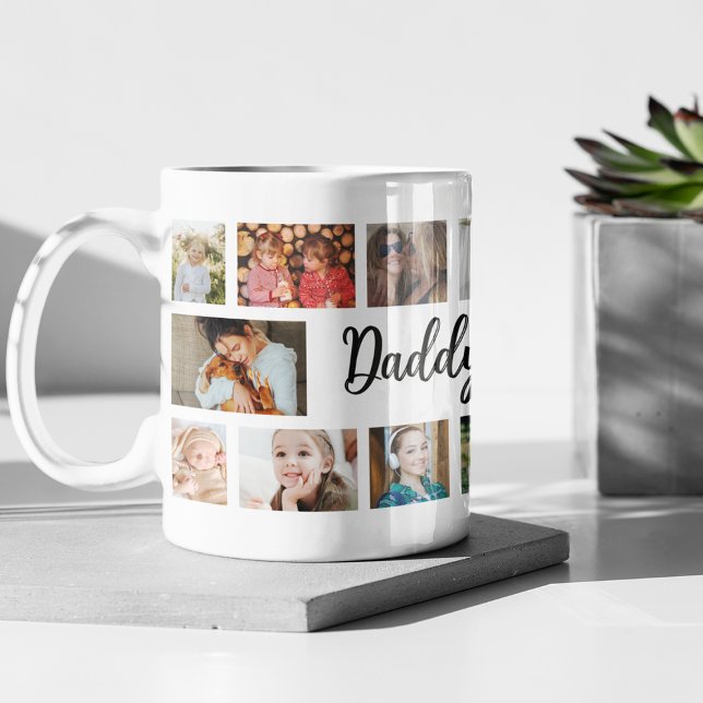 Caneca De Café Custom Daddy 18 Photo Collage (Criador carregado)