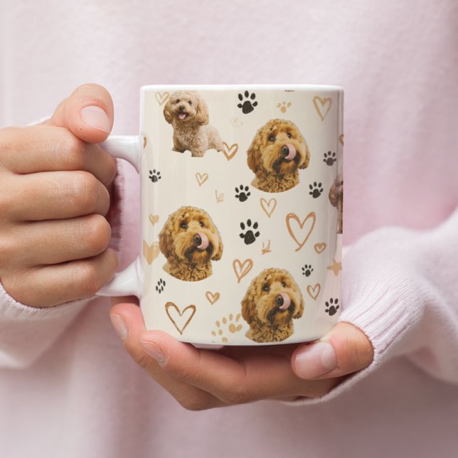 Caneca De Café Custom Dog Photo Pattern  (Criador carregado)