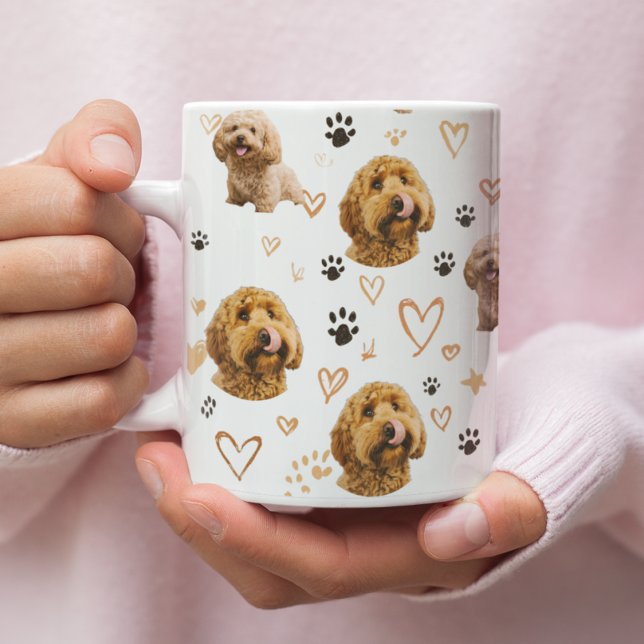 Caneca De Café Custom Dog Photo Pattern (Criador carregado)