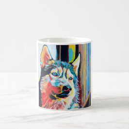 Caneca De Café Custom Dog Portrait Painting - Husky Lover Gift