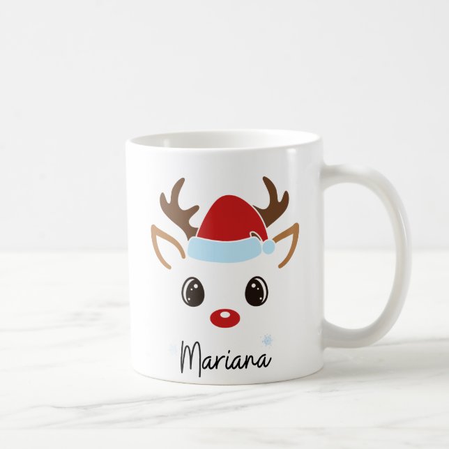 Caneca De Café Custom Girly Reindeer Face Coffee Mug  (Direita)