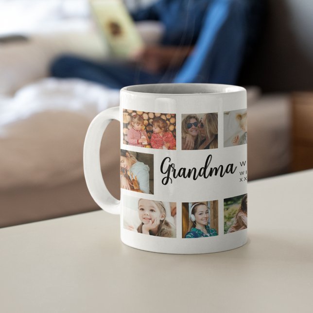 Caneca De Café Custom Grandma 18 Photo Collage (Criador carregado)