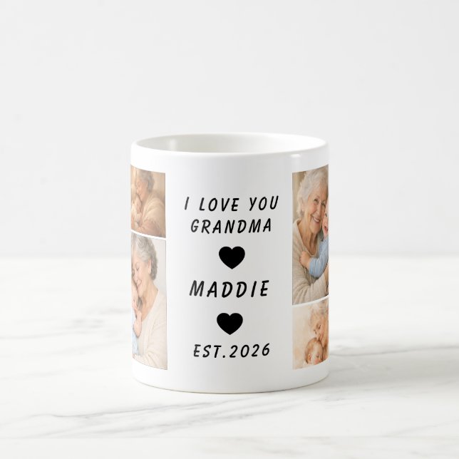 Caneca De Café Custom Grandma Photo Collage | Grandparents Day (Centro)