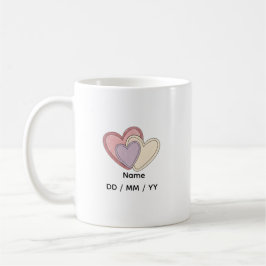 Caneca De Café Custom Heart Mug with Name  Date