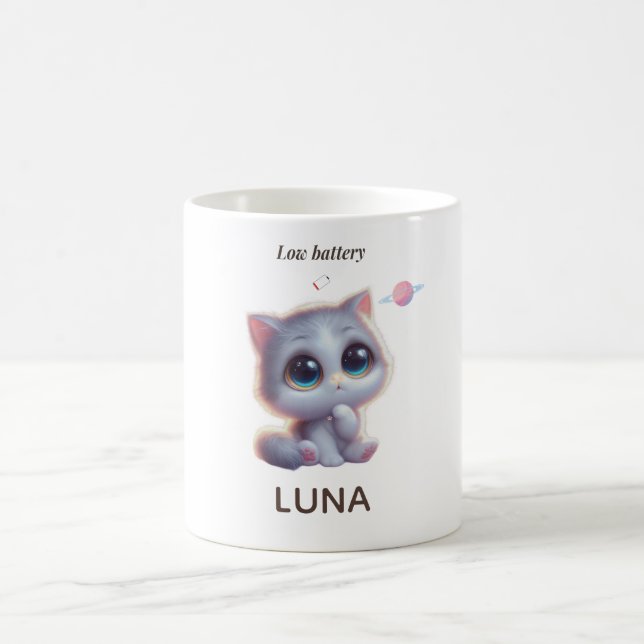 Caneca De Café Custom Low Battery Cat Mug (Centro)