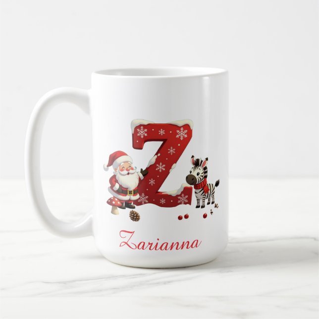 Caneca De Café Custom Monogram initial Z merry Christmas  (Esquerda)