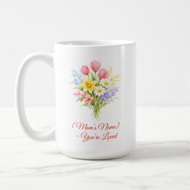 Caneca De Café Custom Mother’s Day Bouquet of Flowers Mug (Esquerda)