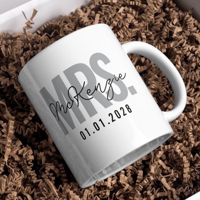 Caneca De Café Custom Mr & Mrs Mug Gift for Couples & Newlyweds (Custom Wedding Date Mug Set – Bridal Shower, Newlywed & Anniversary Gift for Couples)