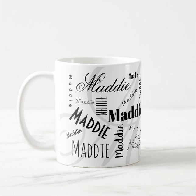 Caneca De Café Custom Name Maddie Black White Coffee Mug (Esquerda)