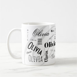 Caneca De Café Custom Name Olivia Black White Coffee Mug