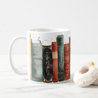 Caneca De Café Custom Name Vintage Book Lover
