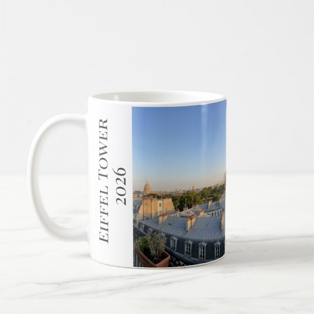 Caneca De Café Custom Paris Panoramic Skyline View Eiffel Tower (Esquerda)
