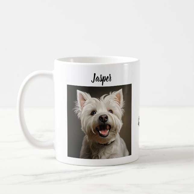Caneca De Café Custom Pet Mug Using Your Photo & Name (Esquerda)
