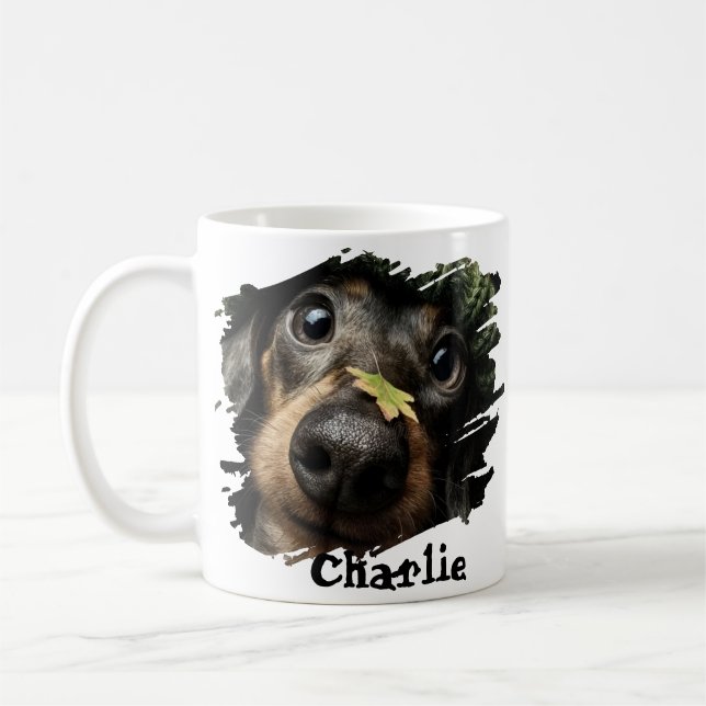 Caneca De Café Custom Pet Name Photo Pet Lover Gift Typography (Esquerda)