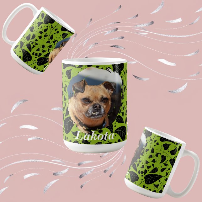 Caneca De Café Custom Pet Parent Mug with Green & Black Plant  (Criador carregado)
