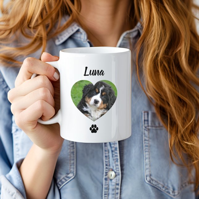 Caneca De Café Custom Pet Photo Name, Minimal Modern Typography (Criador carregado)
