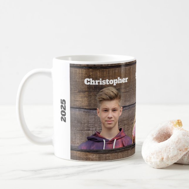 Caneca De Café Custom Photo Mug 3 Photo Faces (Com Donut)