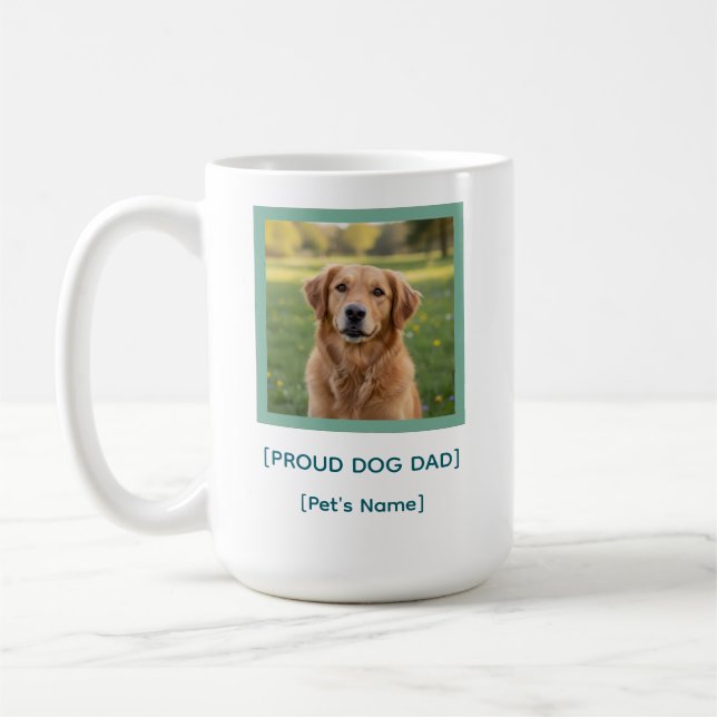 Caneca De Café Custom Proud Dog Dad | Pet Photo & Name Keepsake (Esquerda)
