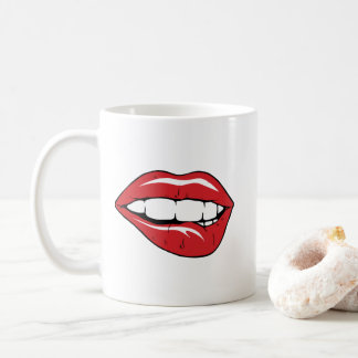 Caneca De Café Custom Text Funny Red Lips Cartoon Mouth