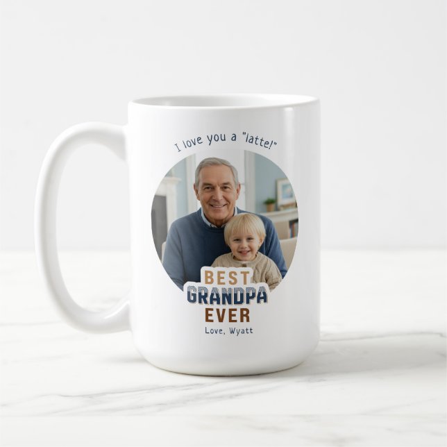 Caneca De Café Custom Text Photo Best Grandpa Ever (Esquerda)