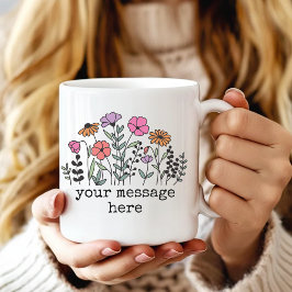Caneca De Café Custom Text Wildflower Mug Gift for Her or Mom