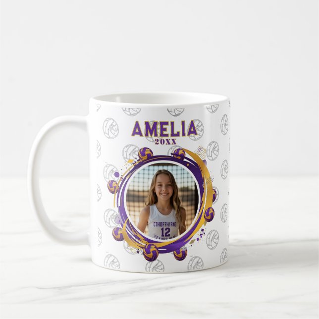 Caneca De Café Custom Volleyball Player Photo Sports (Esquerda)