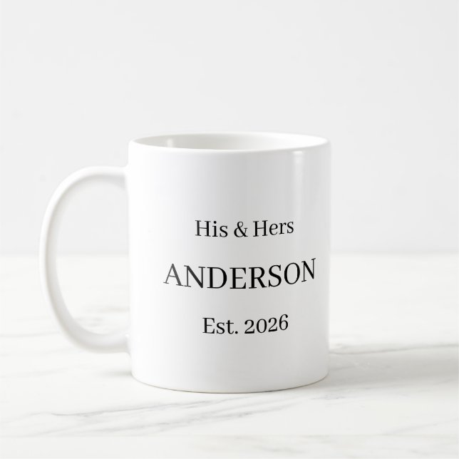 Caneca De Café Custom Wedding Last Name Coffee Gift (Esquerda)