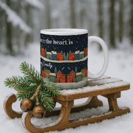 Caneca De Café Custom Winter Village Mug with Quote and Name