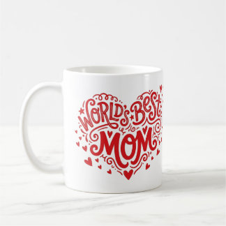 Caneca De Café Custom World's Best Mom Red Heart Photo Mug