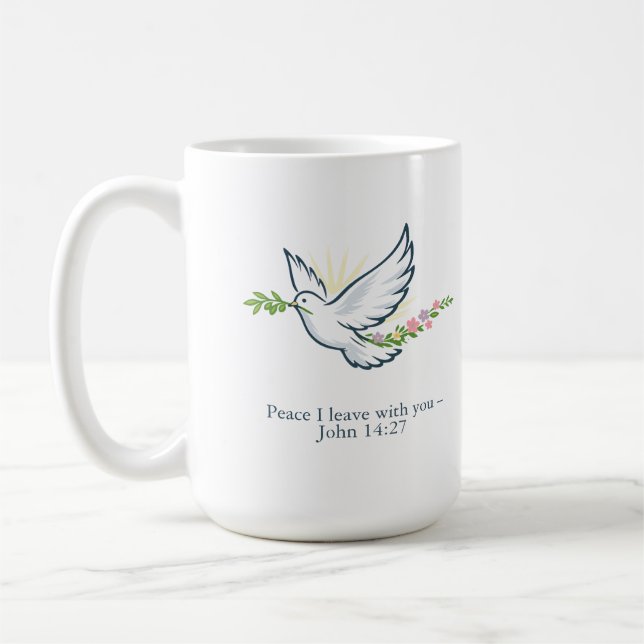 Caneca De Café Customizable Easter Dove Mug with Olive Branch (Esquerda)