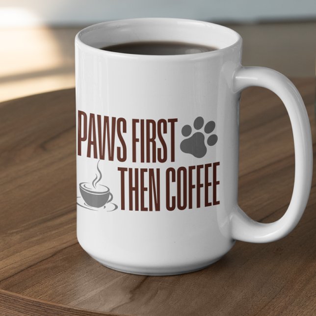 Caneca De Café Customizable Paws First Then Coffee (Criador carregado)