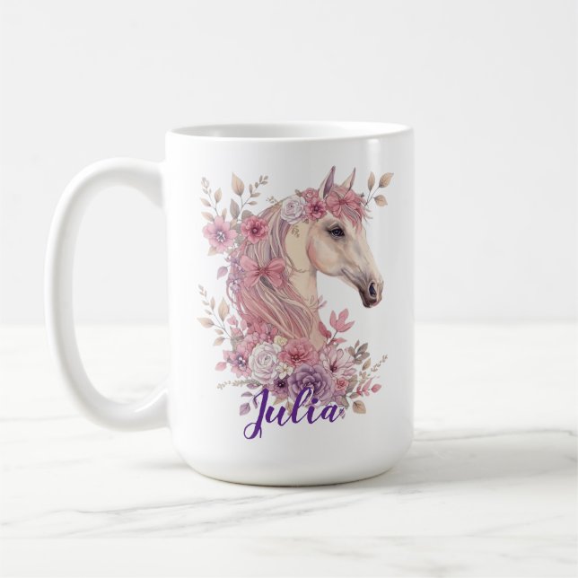 Caneca De Café Customizable Pretty Ponies and Petals (Esquerda)