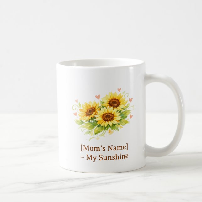 Caneca De Café Customizable Sunflower Heart Mother’s Day Mug (Direita)