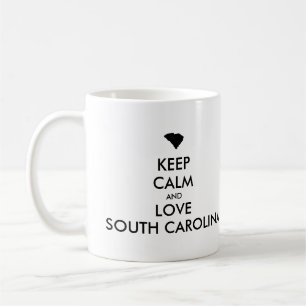 Caneca De Café Customizável MANTENHA A CALMA e AME SOUTH CAROLIN