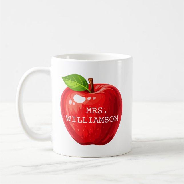 Caneca De Café Customized Apple Teacher Gift (Esquerda)