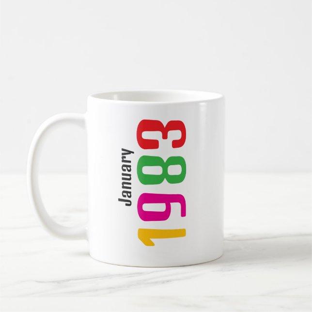 Caneca De Café Customized Birthday Month and Year Gift (Esquerda)