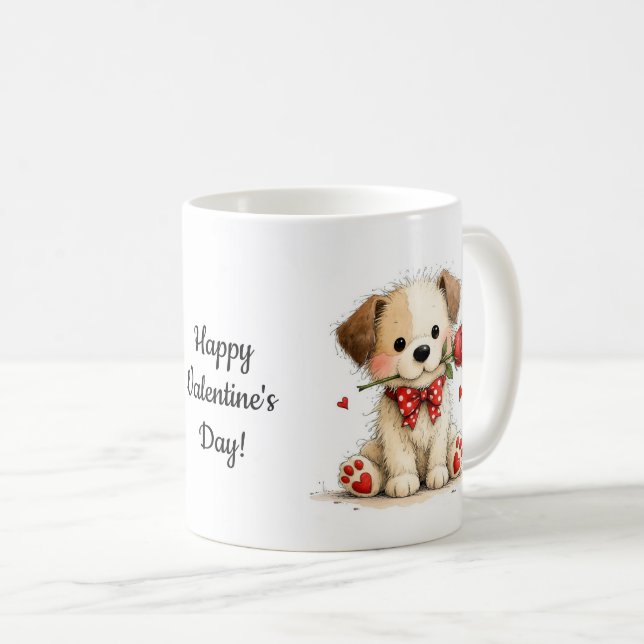 Caneca De Café Customized Happy Valentine's Day Mug (Frente Esquerda)